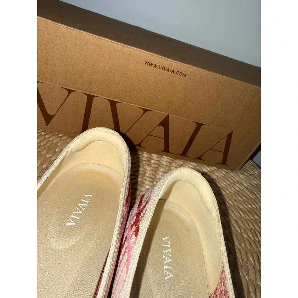 VIVAIA Square Toe Knit  Flats Pink Plaid Buckle Strap Shoes size‎ EU/41 US/9.5